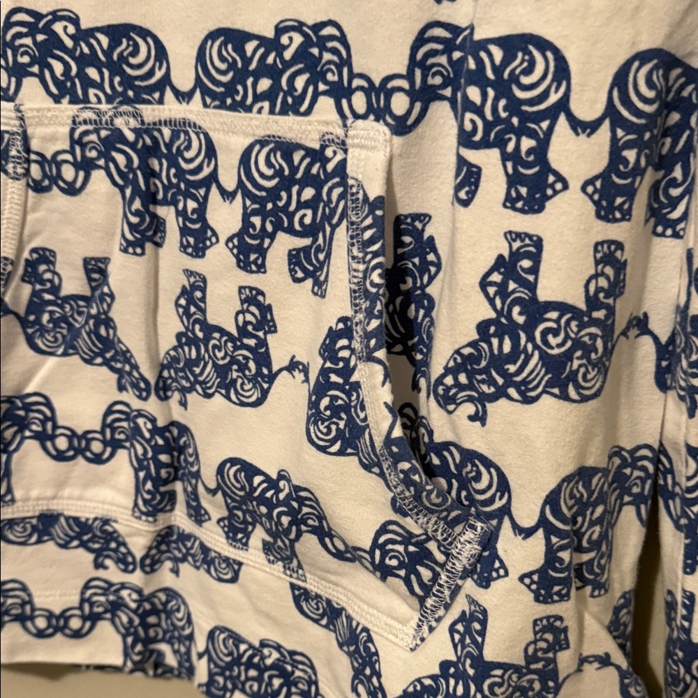 Lilly Pulitzer Blue and White Elephant Print Quarter Button up Jacket Small - Picture 5 of 9
